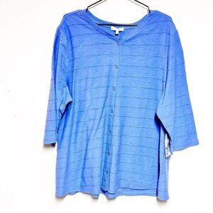 NWT Habitat Button Front Scoop Neck Boxy Cotton Top 16436 Denim Color Sz XL XXL